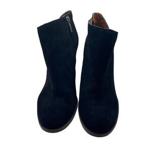 Lucky Brand Black Suede Leather Wedge Ankle Booties Women’s Size 9
